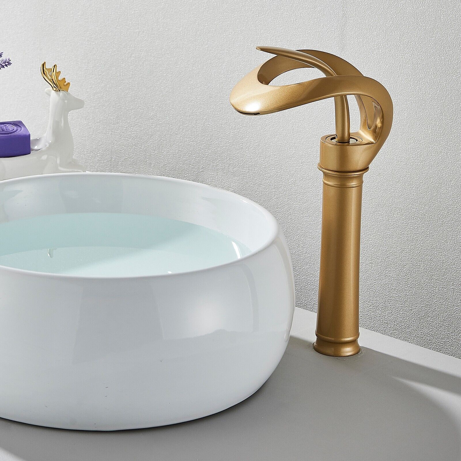 Gold Bathroom Sink Faucet Waterfall Vessel basin faucet Single Handle Mixer Tap BESy Handle Lavatory Vanity Sink Tap - фотография #4
