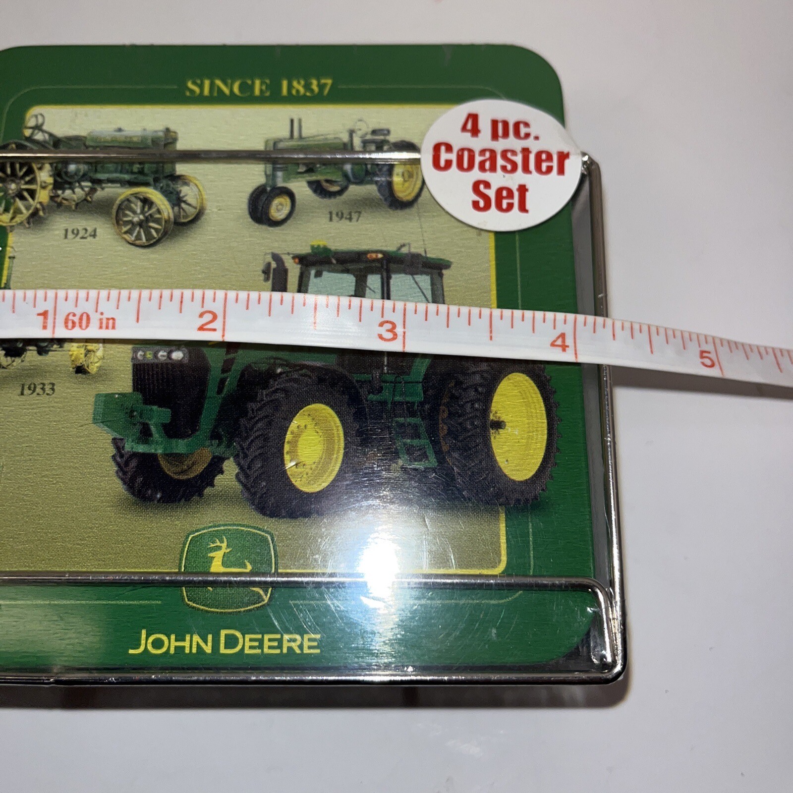 John Deere Coaster 4 pc Set Tin Box Company Farmer Gift Sealed Tractor JOHN DEERE - фотография #4