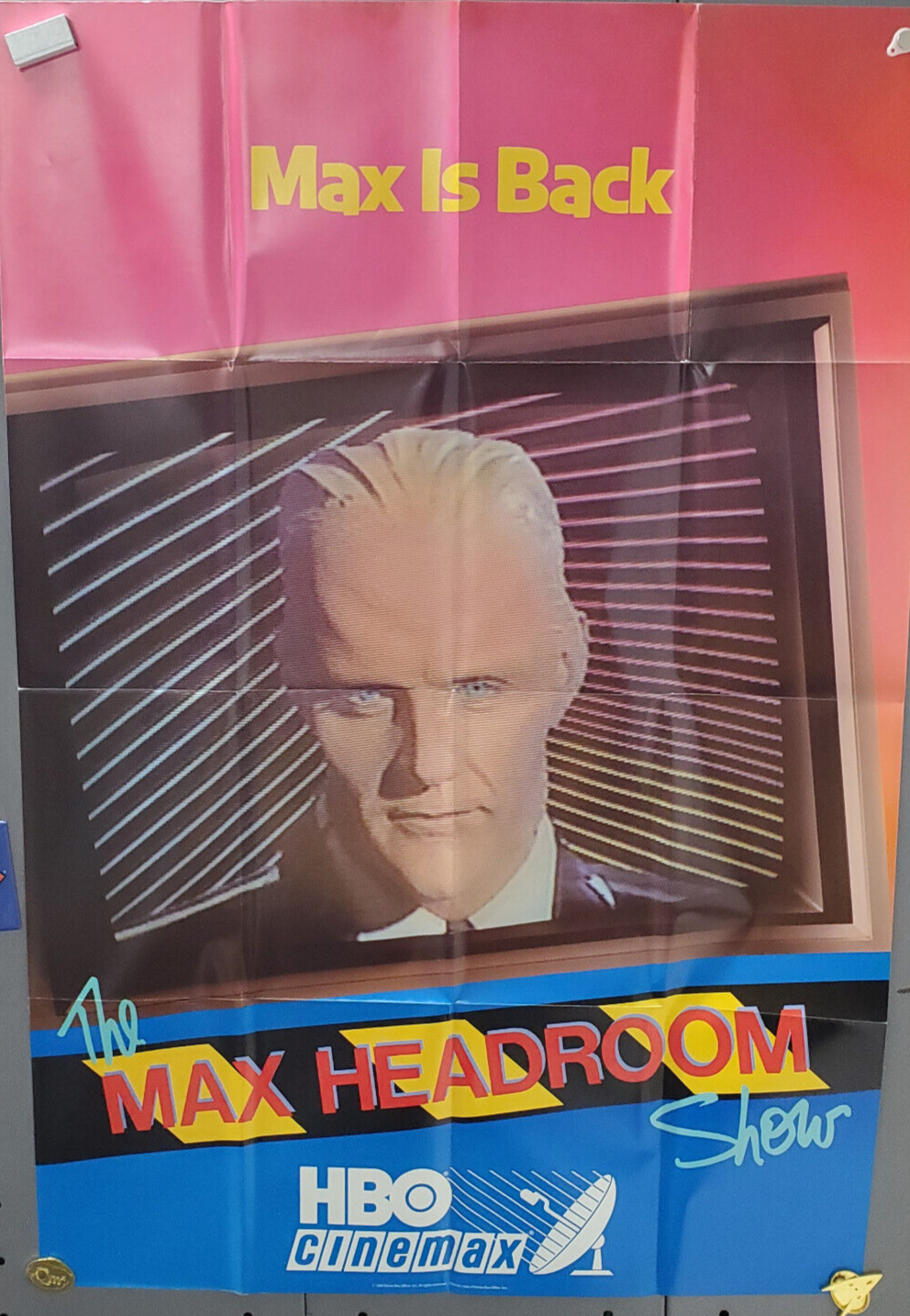 Original Max Headroom 1986 HBO/CinemaxPromo Poster- 27"x40" Folded Без бренда