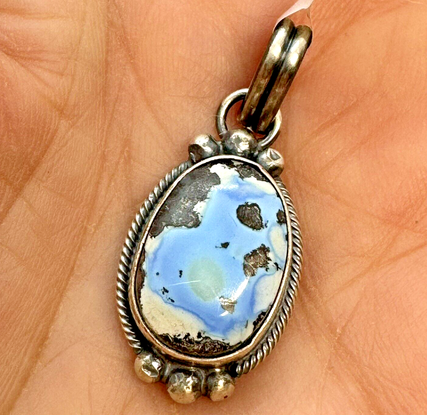 Navajo Golden Hills Turquoise Pendant Sterling Silver 7.2 g by Eli Skeets Native Native American