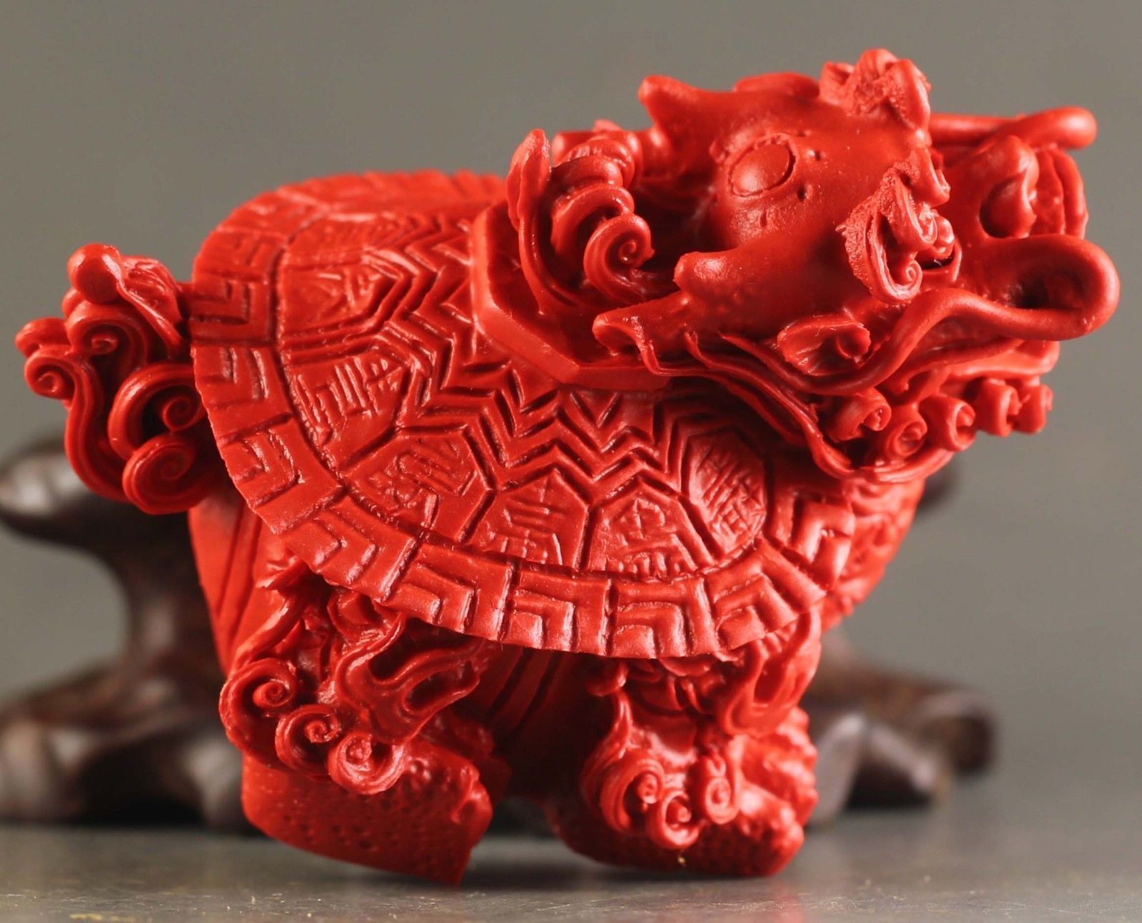 Chinese natural cinnabar red jade hand-carved dragon tortise pendant 2.2 inch Без бренда - фотография #6