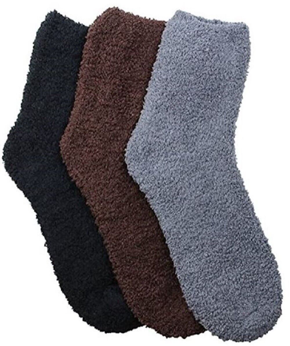 6 Pairs Fuzzy Warm Soft Hospital Crew Plain Cozy Socks Slipper 301PL3 Size 9-11 Unbranded - фотография #2