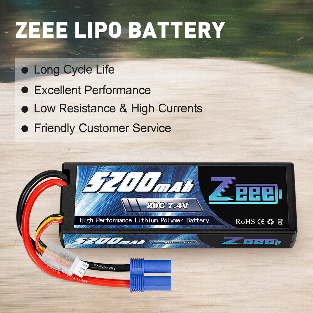 2pcs Zeee EC5 5200mAh 80C 7.4V 2S LiPo Battery Hardcase for RC Car Boat Truck  ZEEE Does Not Apply - фотография #5