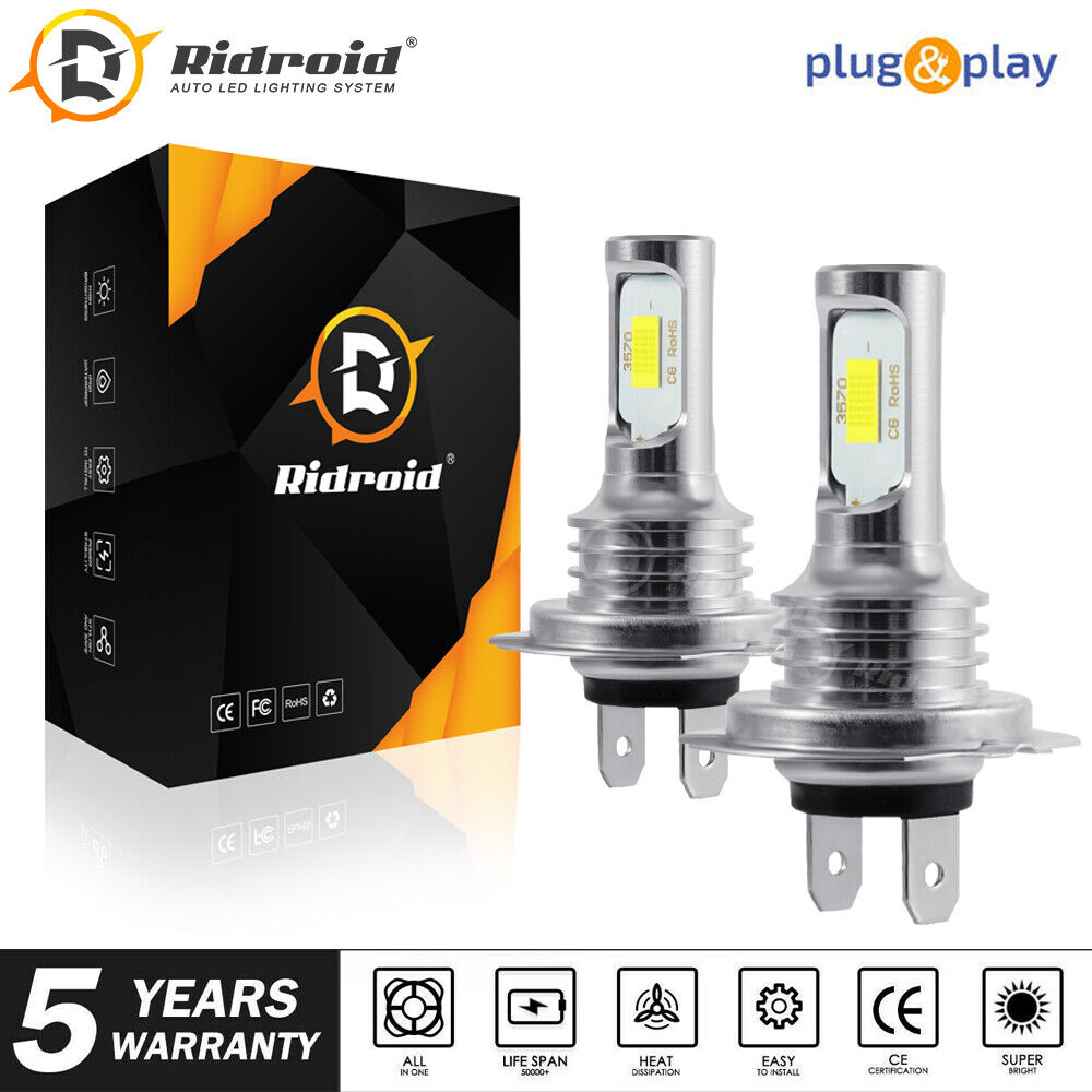 200W 8000LM H7 LED Headlight Kit Bulbs High-Low Beam Bulb 6500K Lamp White Ridroid LIGHT-CEDWA14