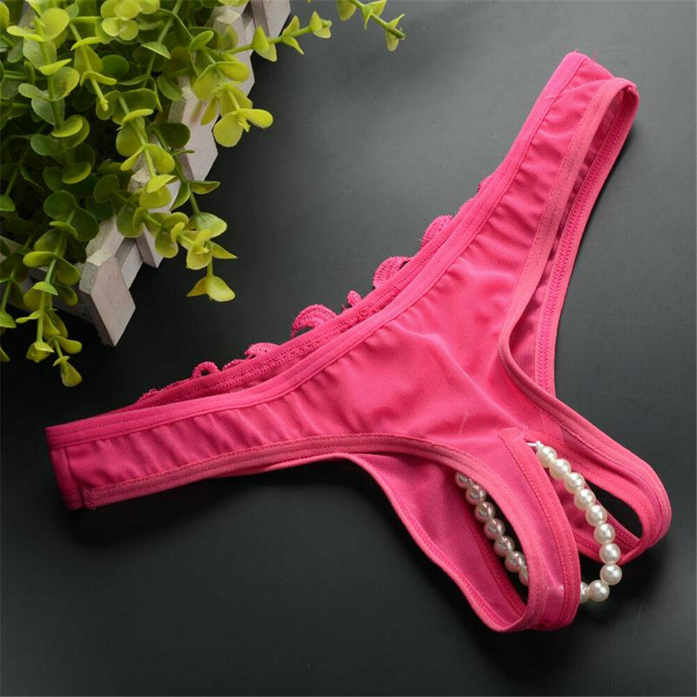 Women Sexy Lace Pearl Briefs Lingerie Knickers G-string Thongs Panties Underwear Unbranded Does not apply - фотография #9