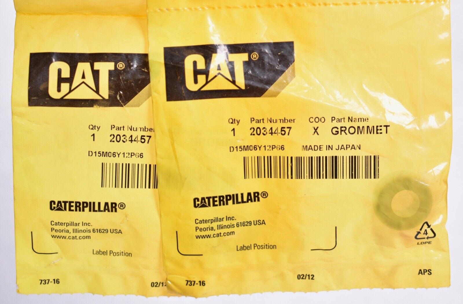 2 Count OEM CAT Caterpillar Rubber Grommets  203-4457  2034457 CAT 203-4457 - фотография #4
