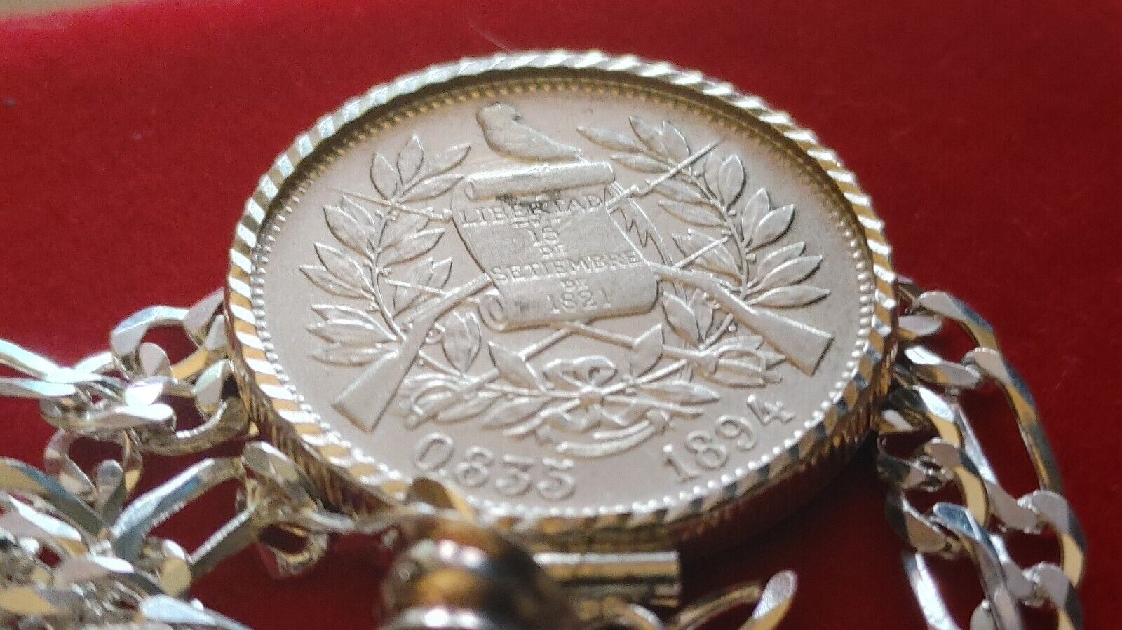 1894 Guatemala Muskets Scales of Justice 2 REALES Pendant  18" 925 SILVER CHAIN Everymagicalday - фотография #4