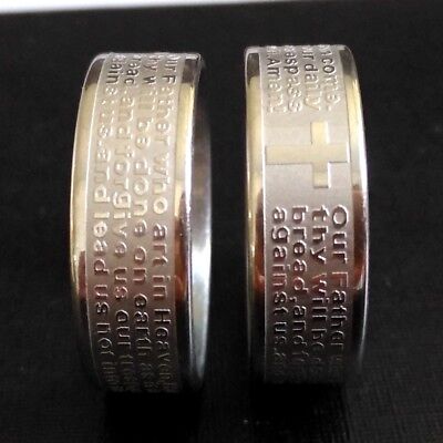 30pcs Etched Lord's Prayer Stainless Steel Ring  Men Jesus Religious Jewelry Unbranded - фотография #6