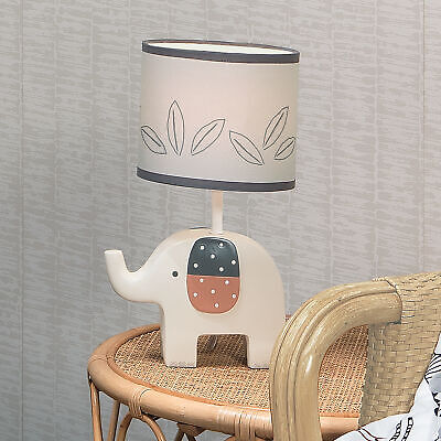 Lambs & Ivy Patchwork Jungle Modern Cream Elephant Lamp With Gray Shade & Bulb Lambs & Ivy 718024B - фотография #6