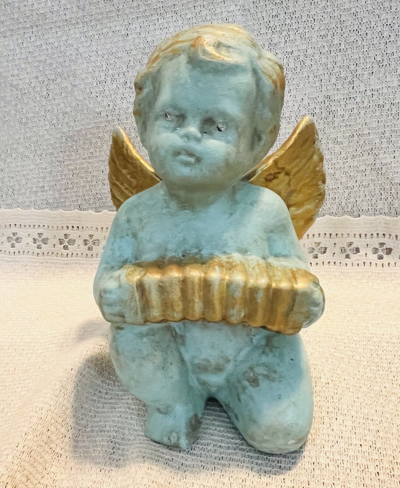 Sweet Cherub Angel Handmade Crown Catholic Christian Baptism Signed By Artist Без бренда - фотография #6