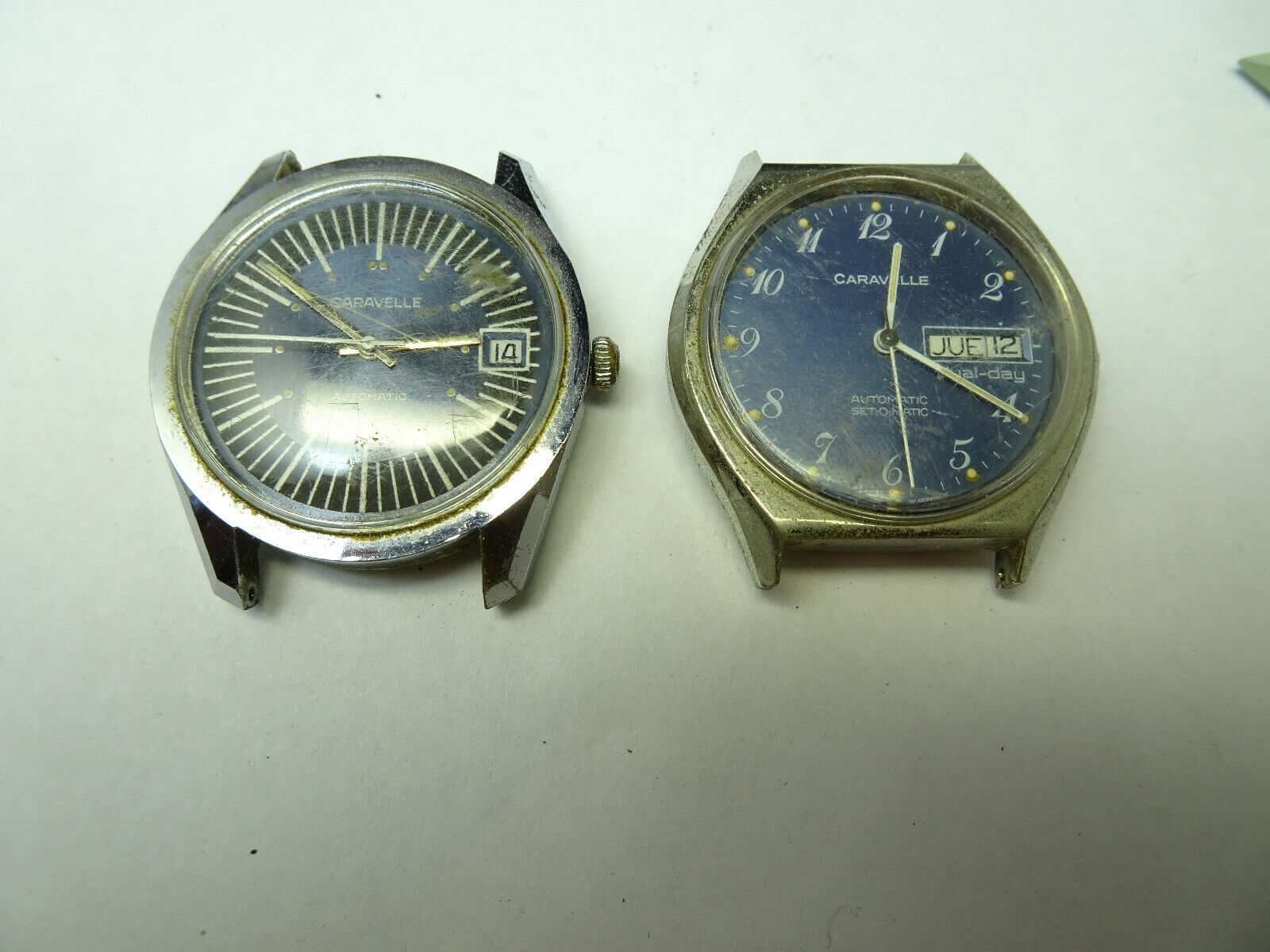 2 vintage GERMAN blue dial caravelle 11OWACD 1352.50automatic watches TO RESTORE Caravelle