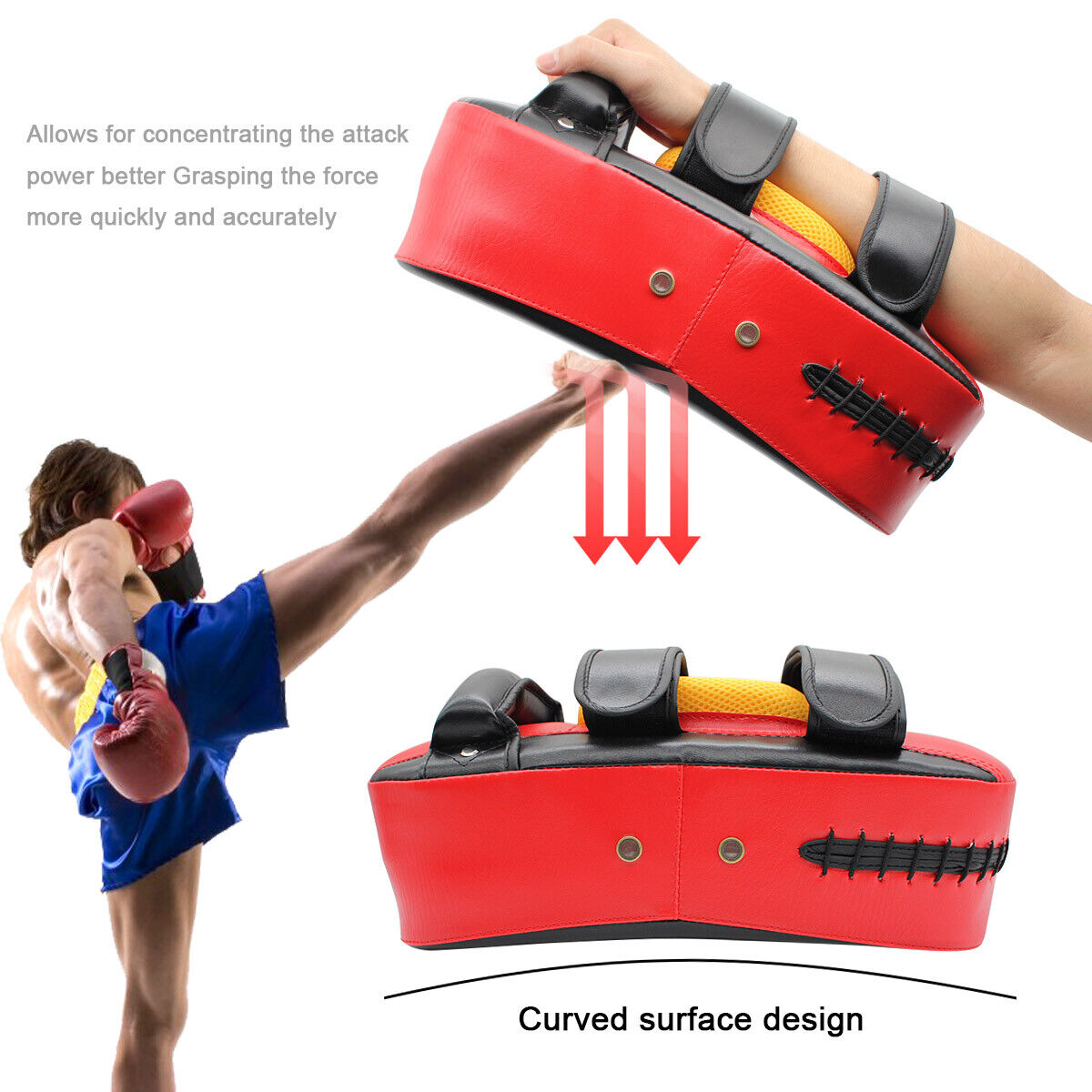 2pcs Boxing Kick Shield Strike Curved Arm Pad MMA Focus Muay Thai Punch Bag  Aaweal Does Not Apply - фотография #2
