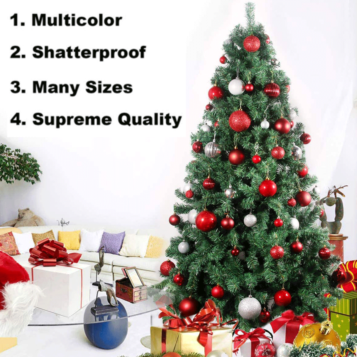 Open Box - 100Pcs Christmas Balls Ornaments In/Outdoor Hanging Ball Tree Decor TQS Does Not Apply - фотография #8