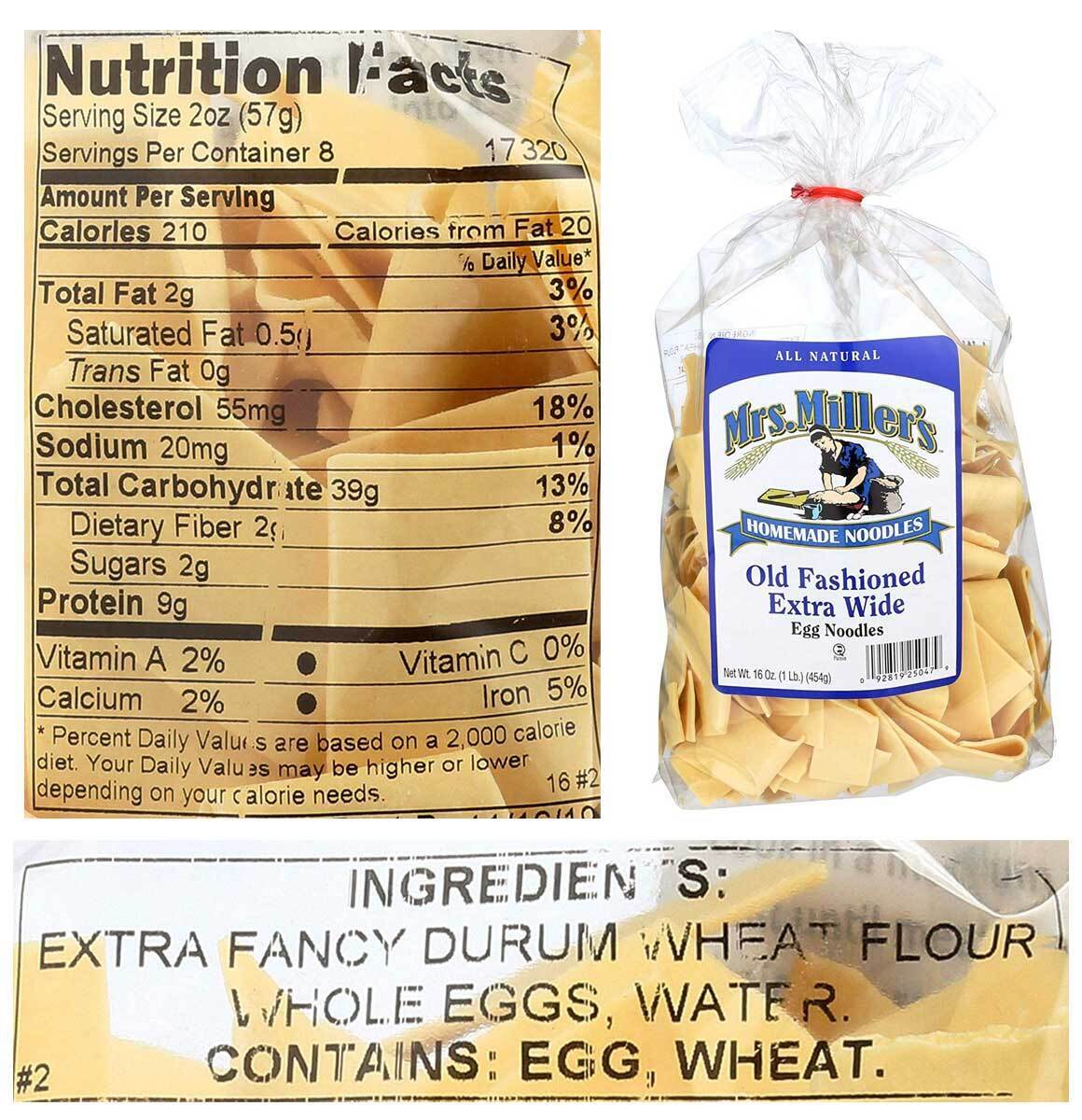Mrs Millers Egg Noodles Old Fashioned Extra Wide Homemade - 16 Oz - Pack of 6 Mrs. Miller's Does not apply - фотография #3