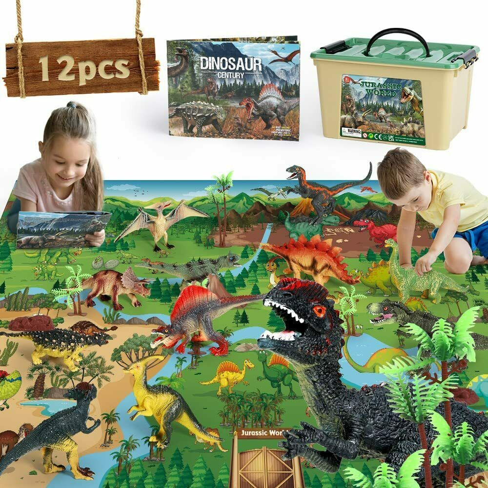 13 Pcs Dinosaur Toy Playset with Activity Play Mat, Realistic Dinosaur Figures FRUSE Does Not Apply