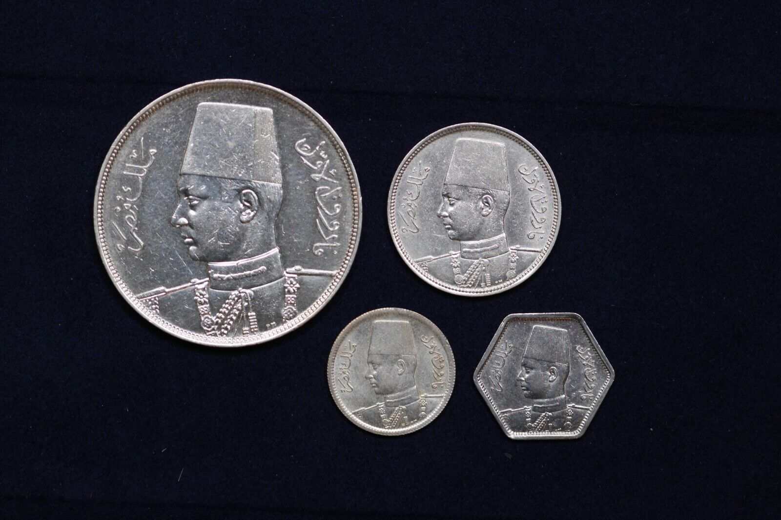 Egypt set of 4 silver coins of King Farouk Без бренда