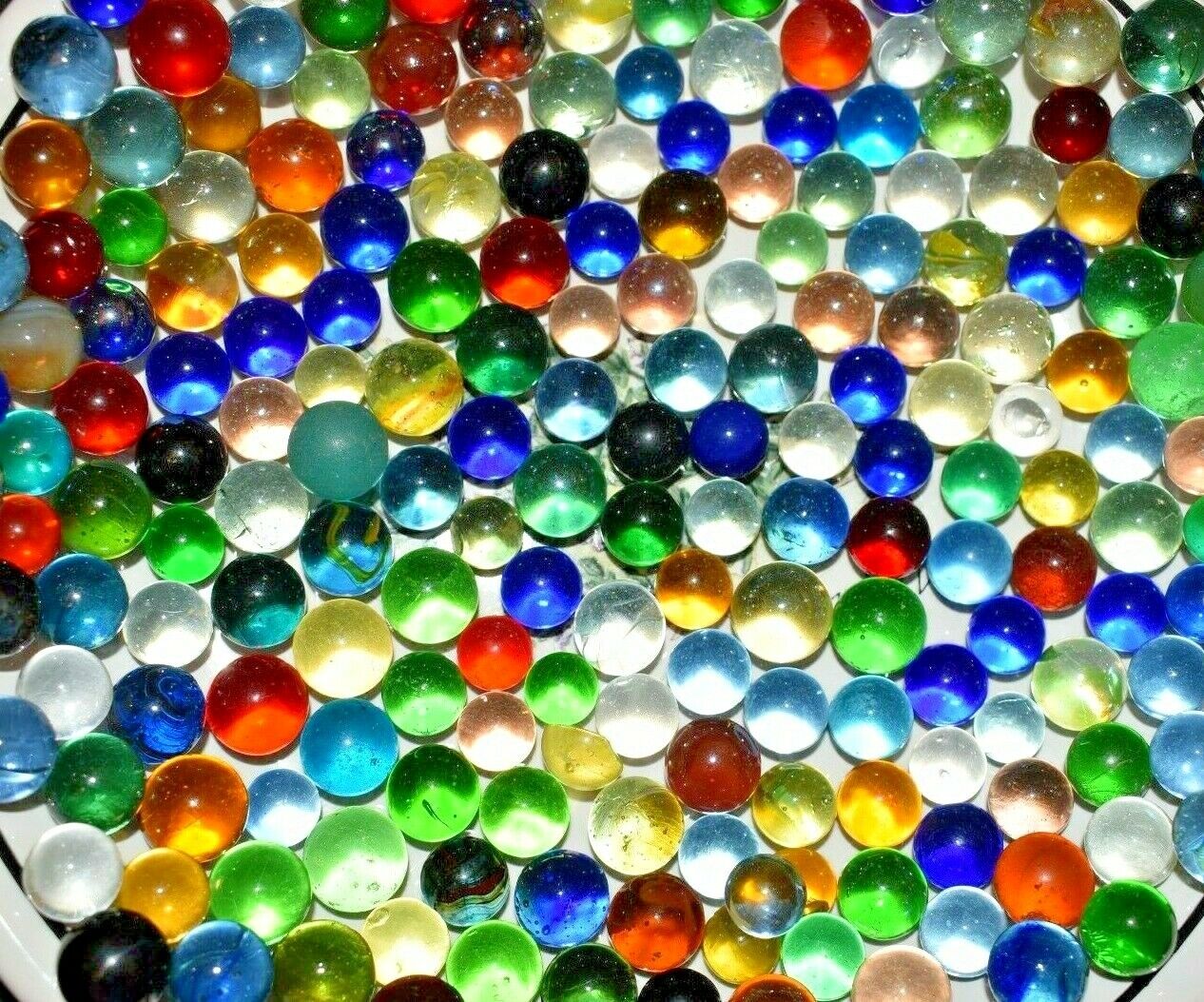 Collectors Mixed Clear Colored Marbles Lot of 50 Size .625" / 5/8"  + or - Unbranded