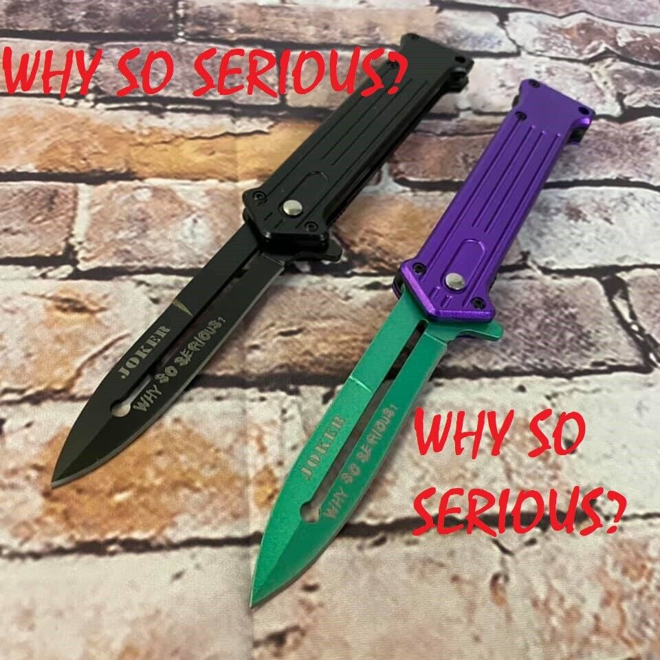 Set of 2 Tac Force Assisted Open ?Why So Serious? Joker Pocket Knives  Tac-Force