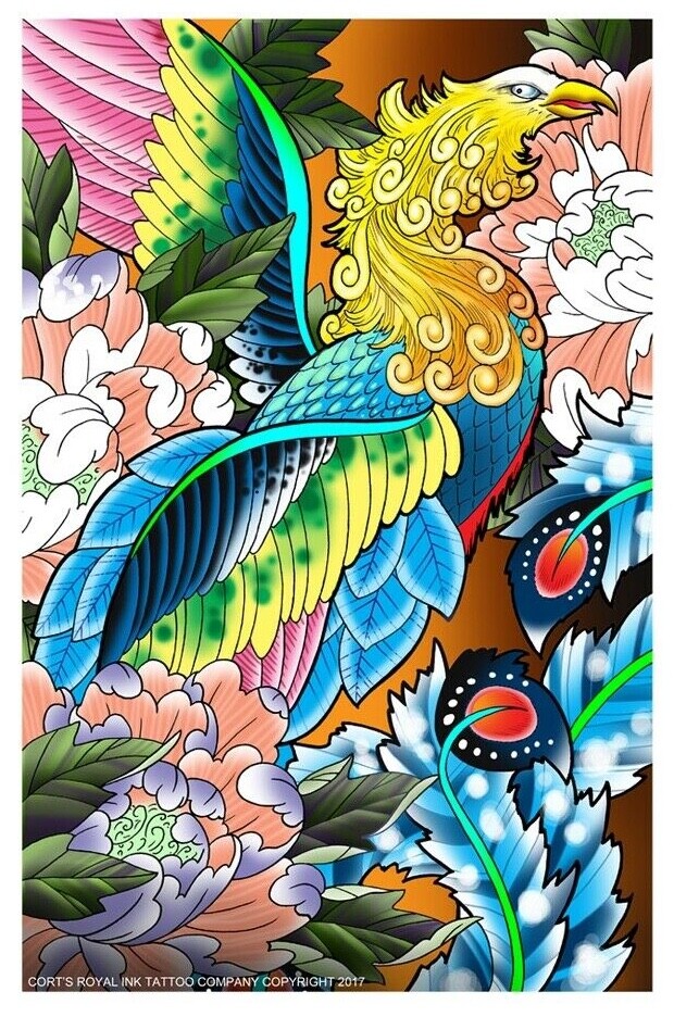 "5 Pastels" Tattoo Flash,11x17 New for 2018 Cort's Royal Ink Tattoo Company - фотография #3