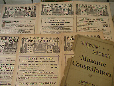 Masonic Constellation Freemasonry Antique Newspaper Knights Templar Mason 1892 Без бренда