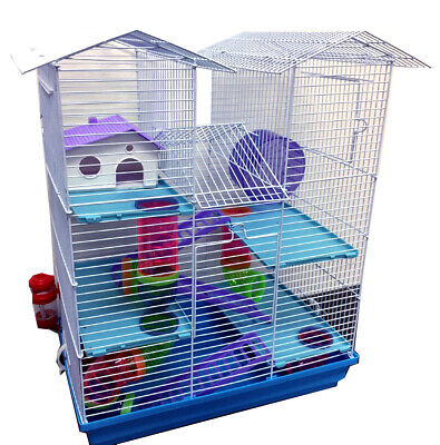 5-Floors Large Twin Tower Hamsters Habitat Rodent Gerbil Mouse Mice Rats Cage Mcage S2809 Blue