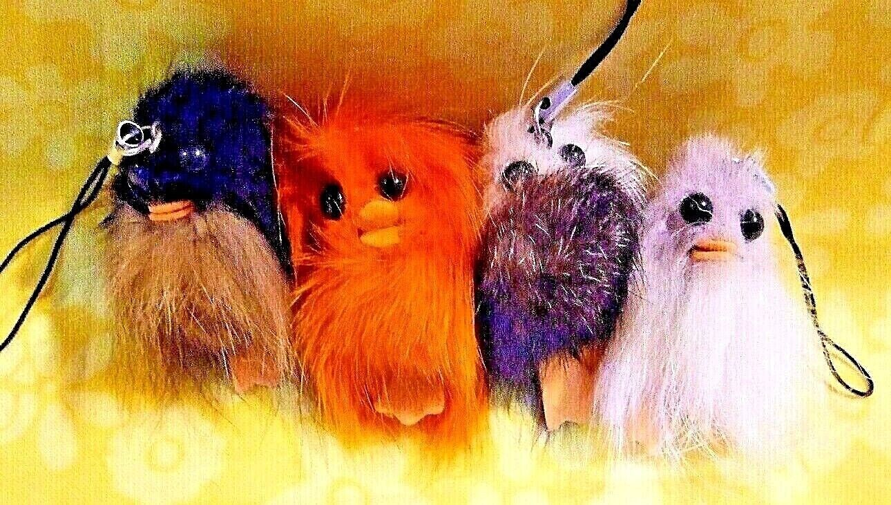 Lot of Four Faux Fur Owl Cell Phone, Purse, Backpack Charm Strap - NEW (A) Unbranded Does Not Apply