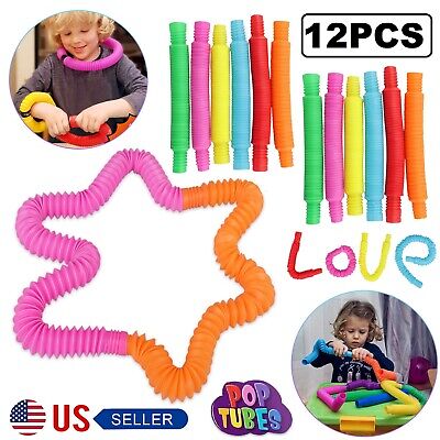 12 PCS Pop Tube Sensory Fidget Toys Kids Adults Stress Relief & Anti Anxiety Toy TheSiliconValley Does Not Apply