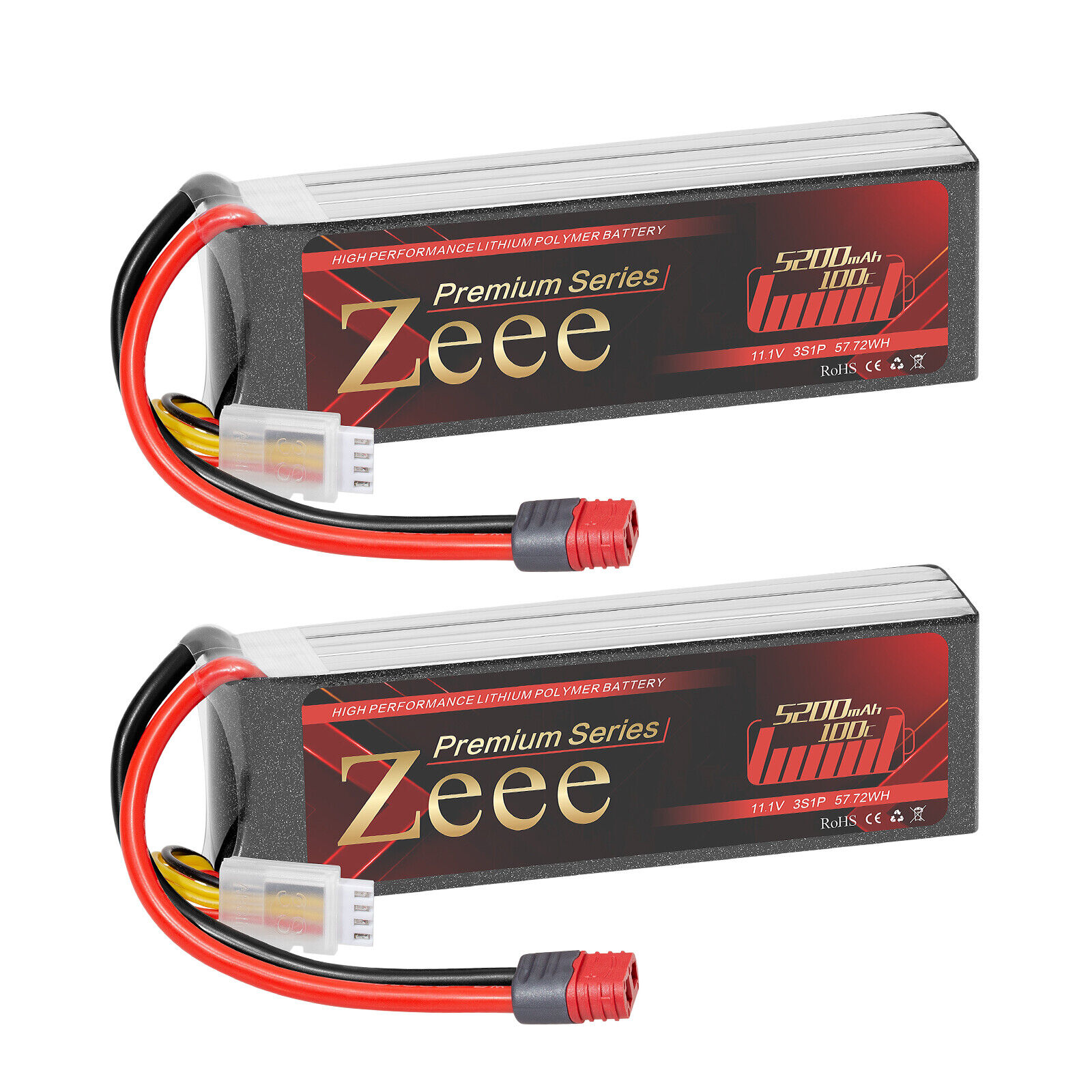 2x Zeee 3S LiPo Battery 11.1V 100C 5200mAh Deans for RC Car Helicopter Truck ZEEE Does Not Apply