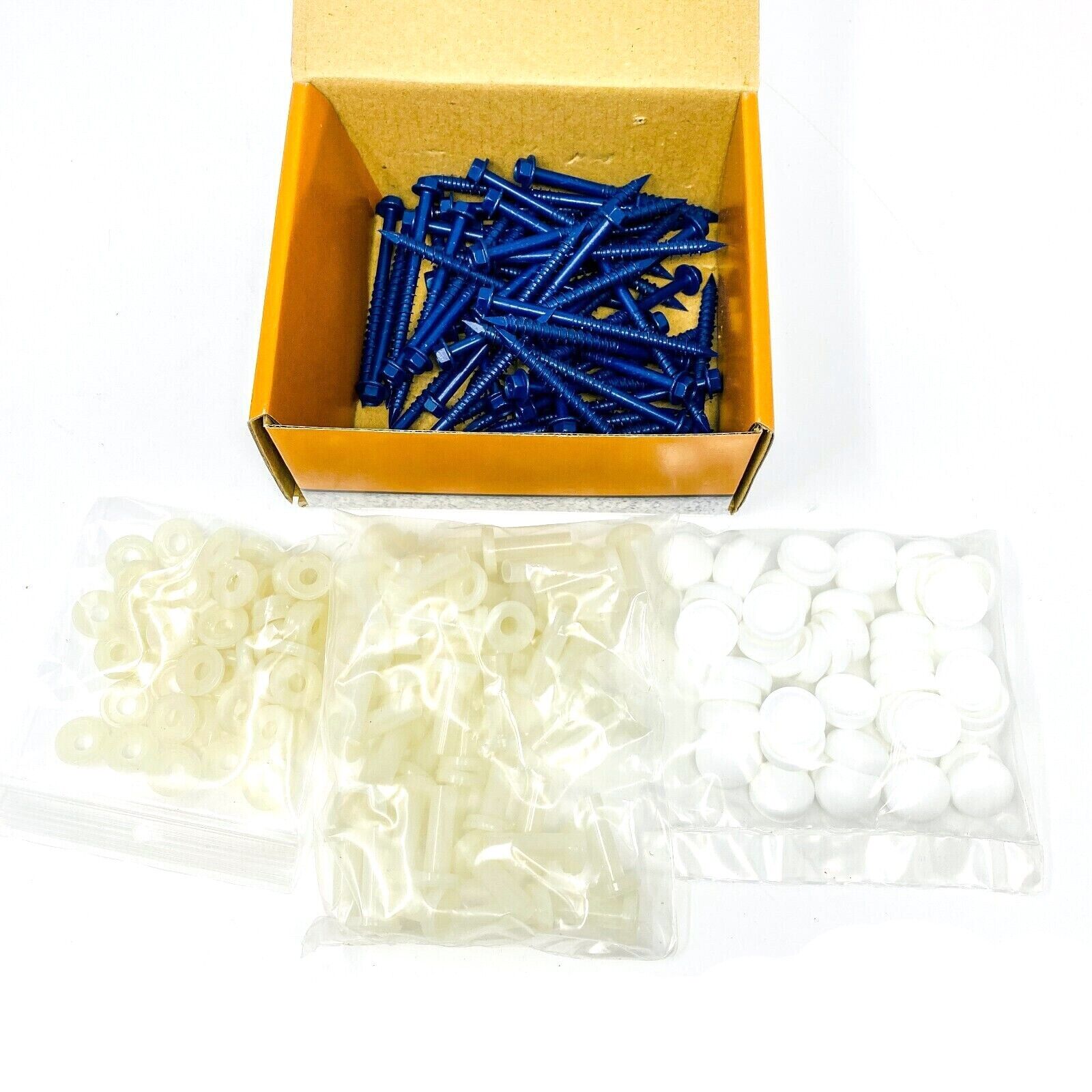 200 pcs Set Pro-Tect WHITE Blue-Tap Concrete Screws, Sleeves, Washers and Caps PRO-TECT Does Not Apply - фотография #4