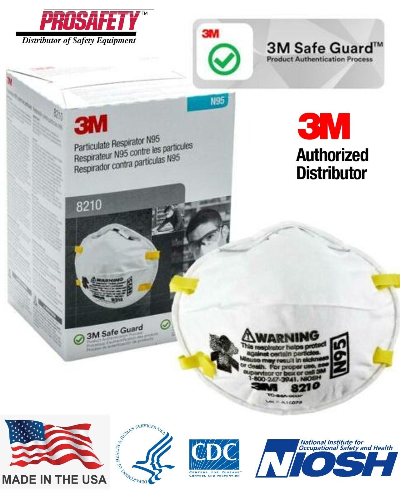 3M 8210 N95 Particulate Respirator NIOSH Approved Face Masks XP 8/26 Valid Codes 3M 8210 / 46457