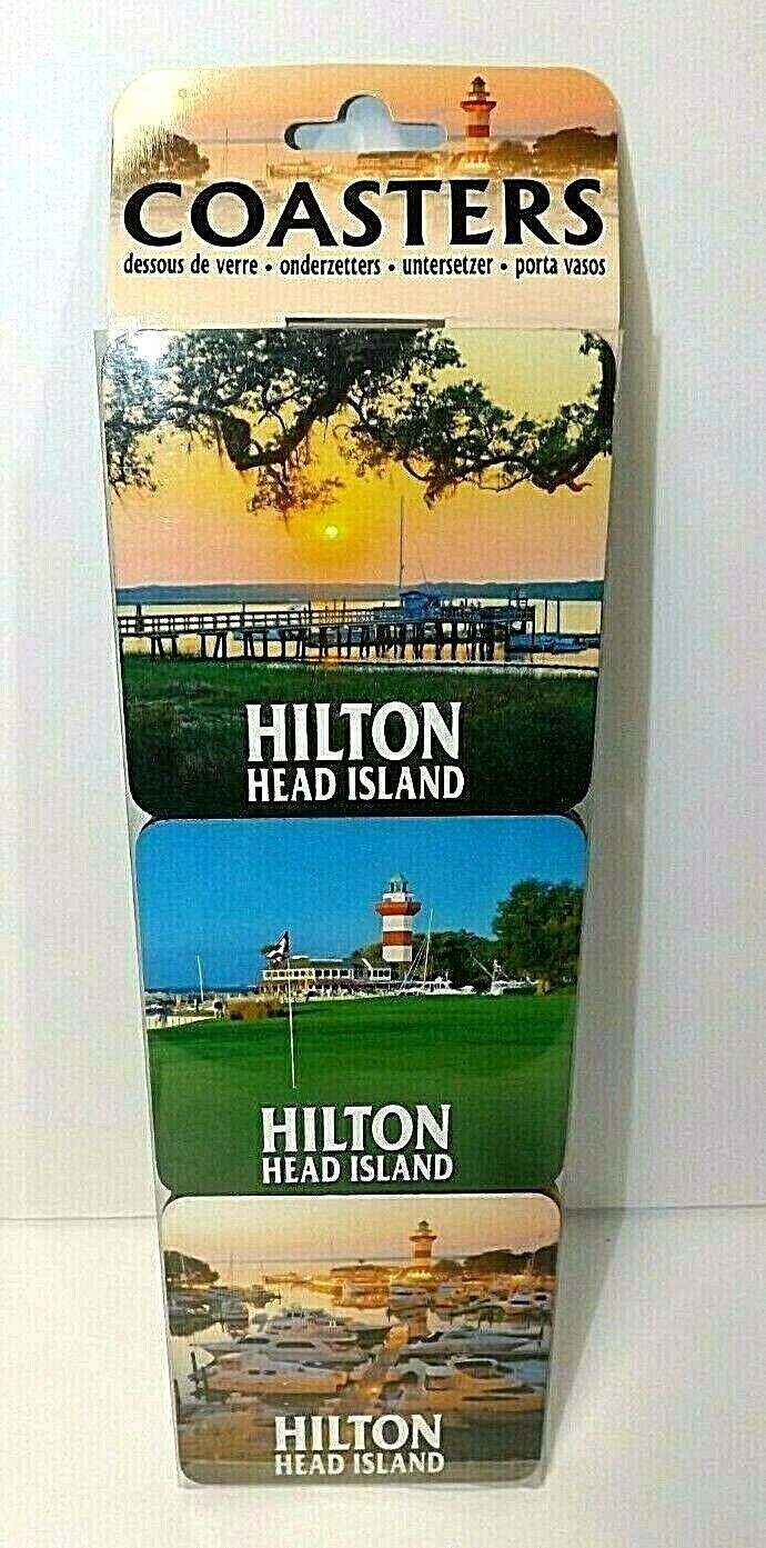 Hilton Head Island Photo Coasters Set 6 Cork Backed Stylish Reusable Souvenir  Без бренда