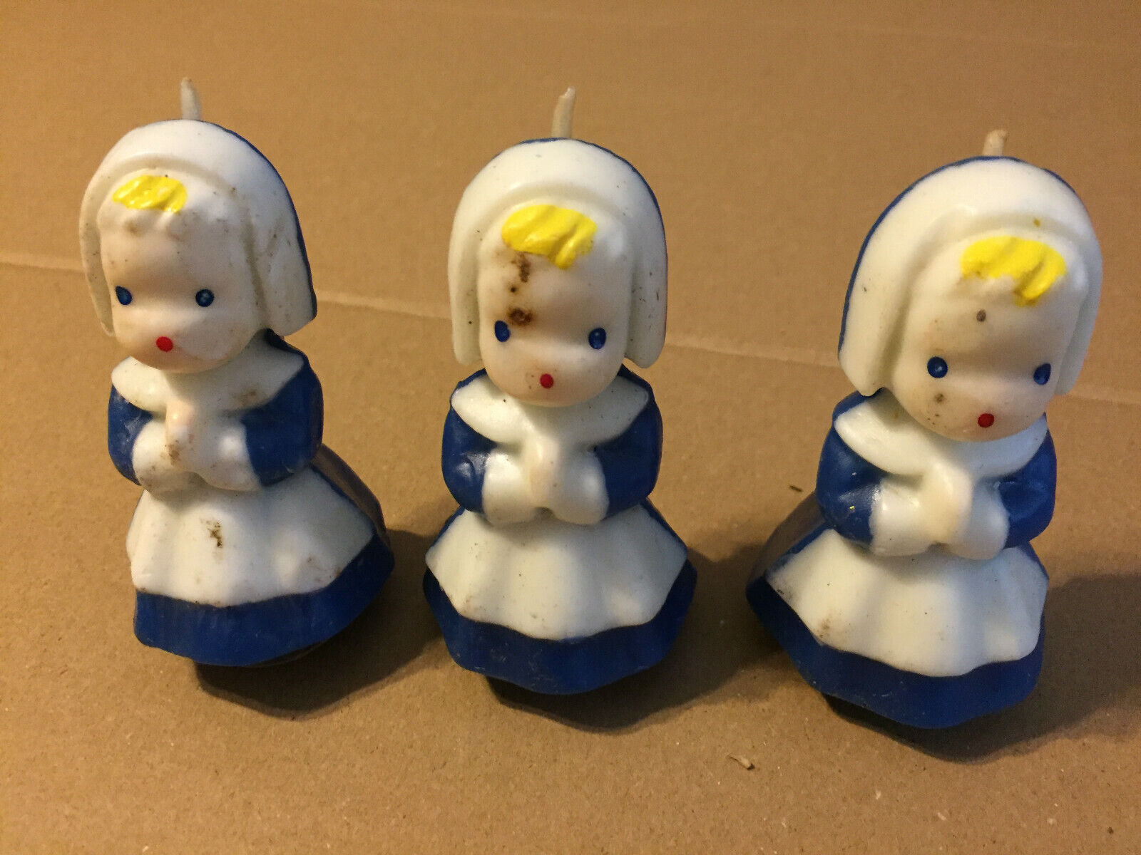 VINTAGE GURLEY MINI PILGRAMS CANDLES 3" 3CT Gurley's