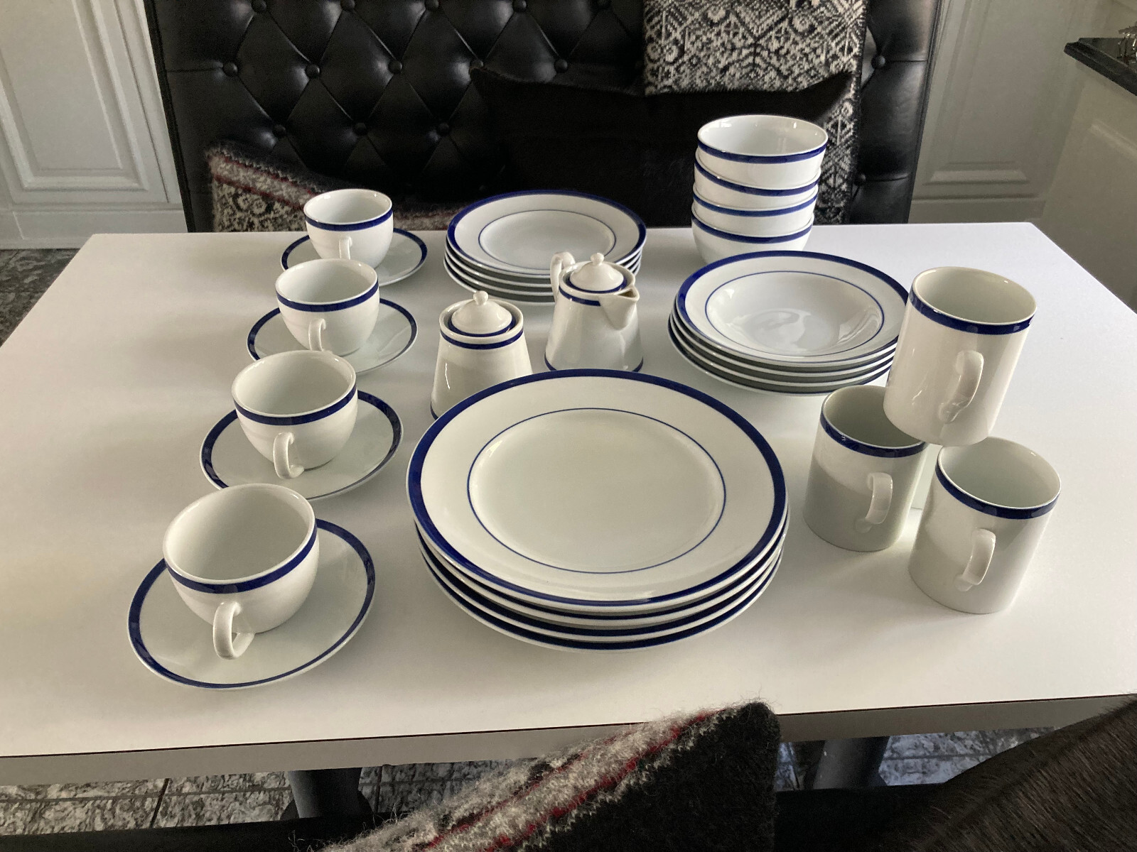 NEW 30pc SET! WILLIAMS SONOMA BRASSERIE BLUE & WHITE PORCELAIN DINNERWARE JAPAN Williams-Sonoma - фотография #18