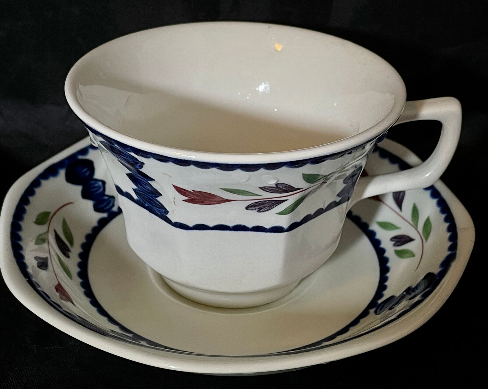 Adams Lancaster Real English Stoneware 4 Coffee Tea Cups + Saucers (8 PC) Adams Does Not Apply - фотография #2