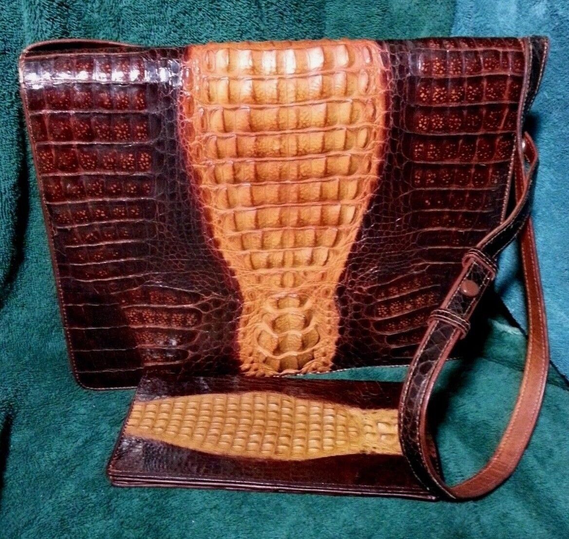 Vintage Genuine Crocodile Convertible Handbag & Wallet Unbranded