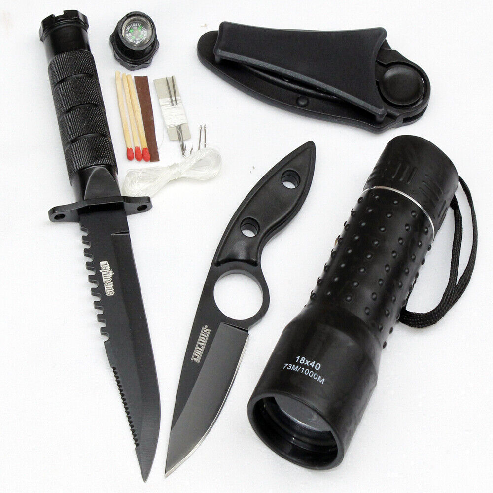 3 Pc Monocular, Survival Hunting Boot Knife Set AJBLADES AJ330BK - HK256 - W1231