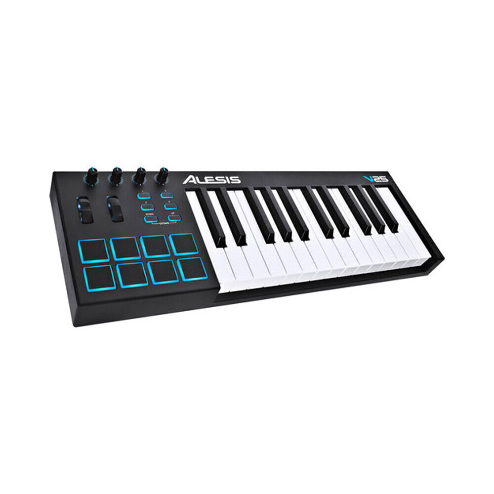 Alesis 25 Key USB MIDI Keyboard & Drum Pad Controller 8 Pads 4 Knobs 4 Buttons Alesis V25