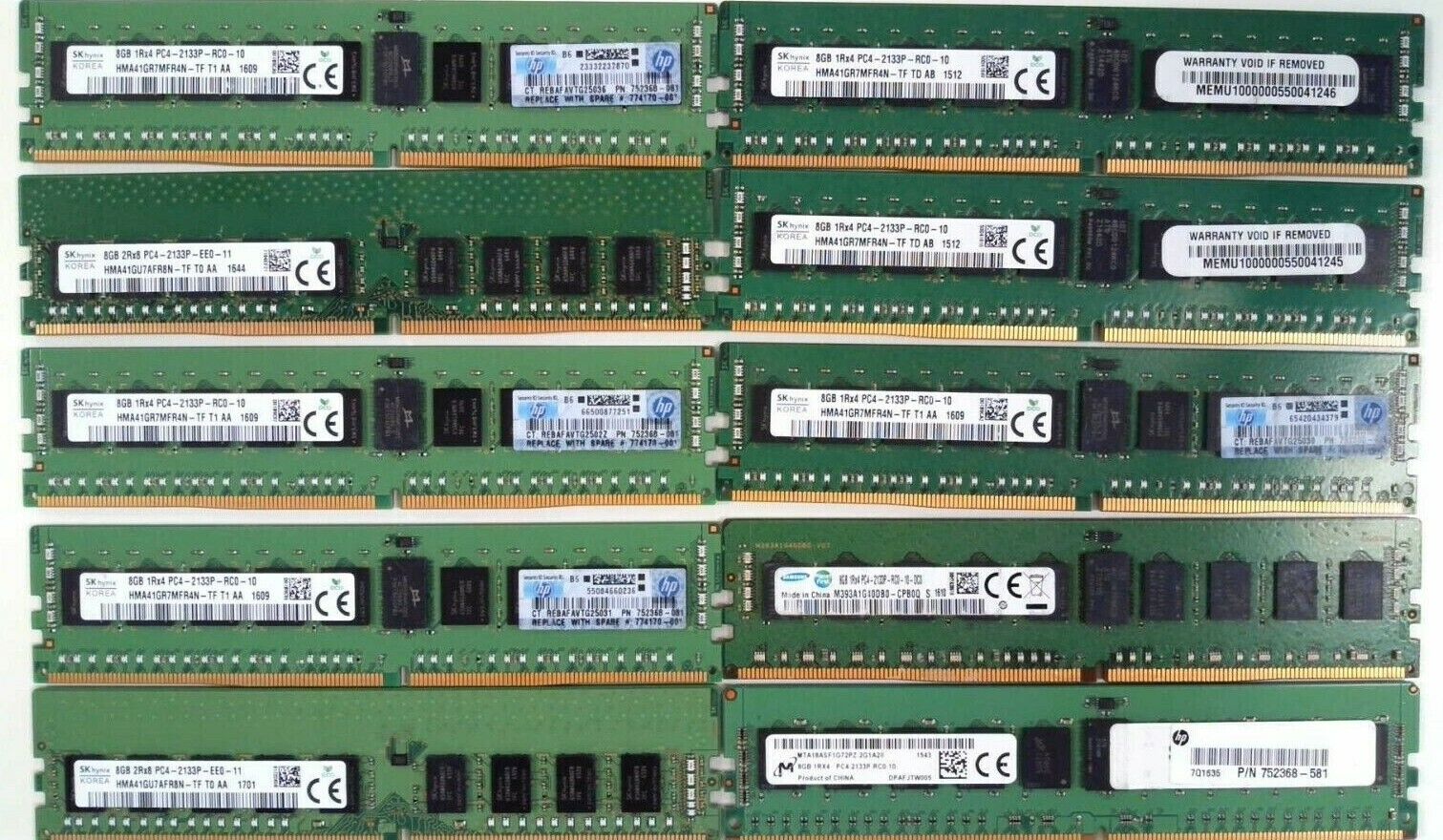 [ BULK LOT OF 10 ] 8GB 1Rx4 DDR4-2133P PC4-2133P RDIMM ECC Server Memory RAM SK hynix