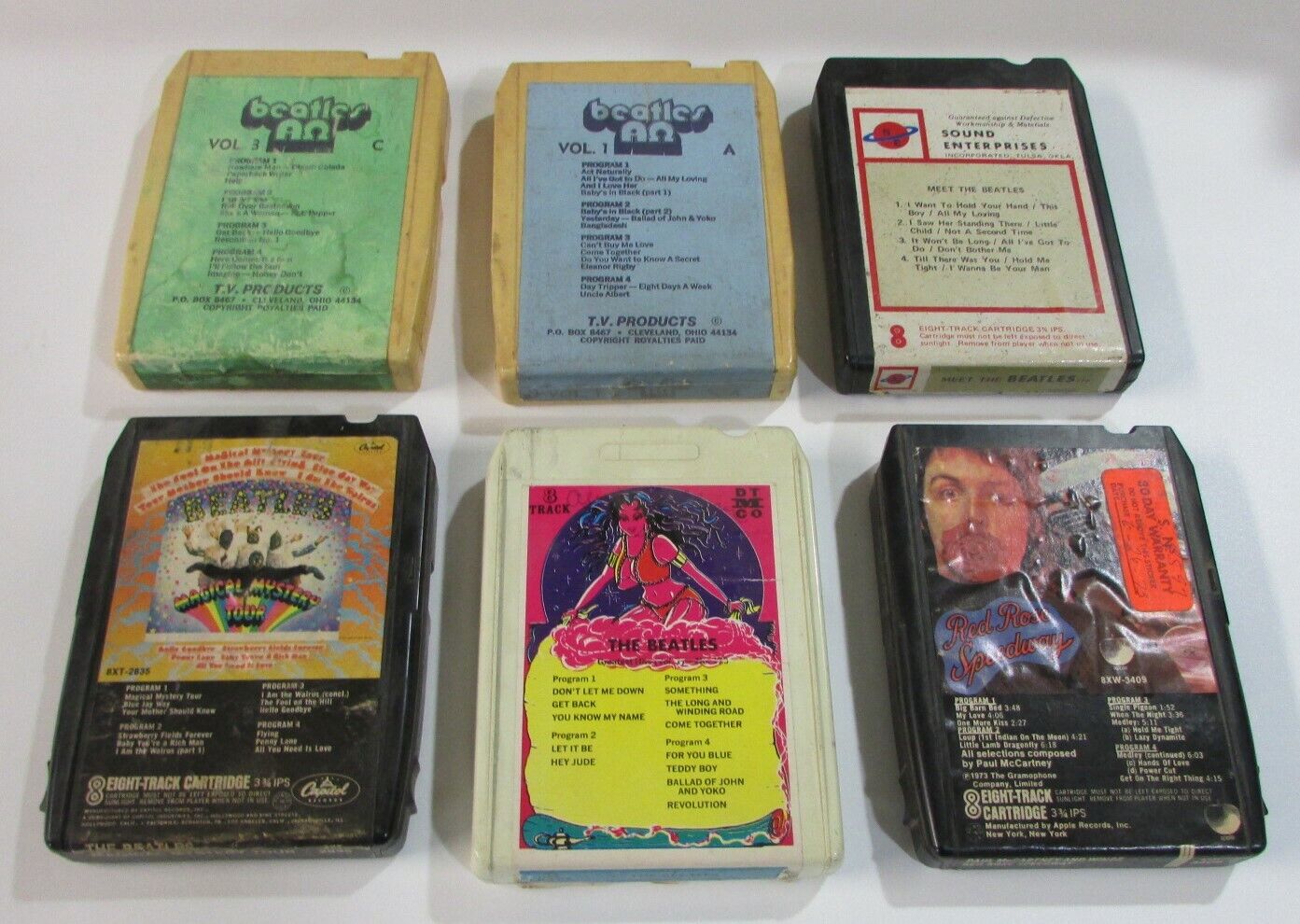 Lot SIX (6) 8 Track Tapes From The 70's The Beatles - AS IS - UNTESTED Без бренда
