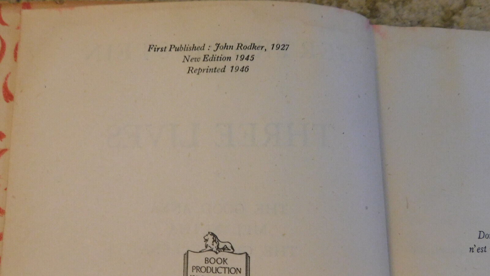Vtg Rare 3 LIVES by Gertrude Stein 1946 3rd Edition HC/DJ Pushkin Press Book Без бренда - фотография #5