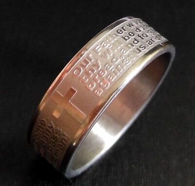 30pcs Etched Lord's Prayer Stainless Steel Ring  Men Jesus Religious Jewelry Unbranded - фотография #7