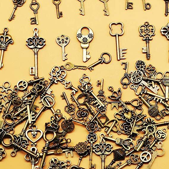 125PC Keys Antique Vintage Old Look Bronze Skeleton Keys Fancy Heart Bow Pendant Без бренда Does Not Apply - фотография #10