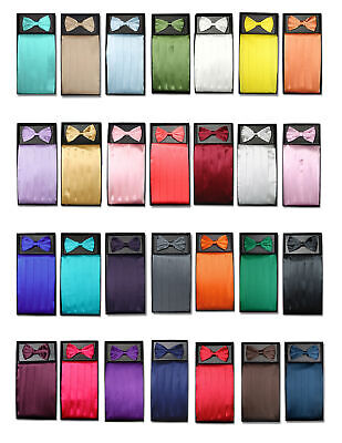 SILK Cumberbund & BowTie Solid Color Men's Cummerbund Bow Tie Set Over 25 Colors Без бренда