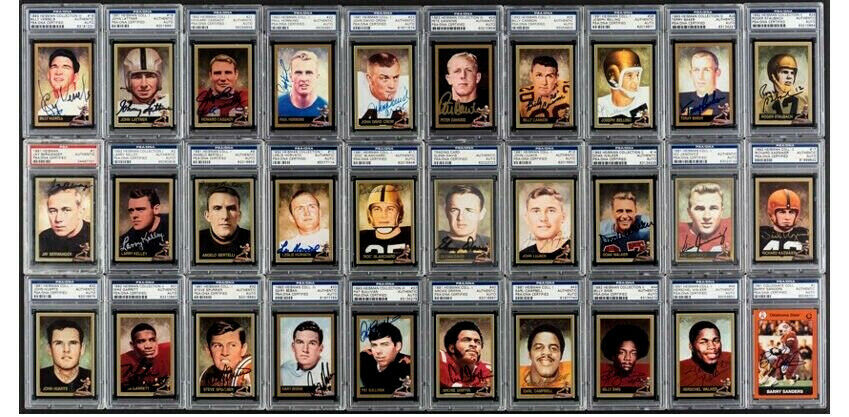 Signed HEISMAN TROPHY Football 49 Trading CARD Collection PSA/DNA 100% COMPLETE Без бренда