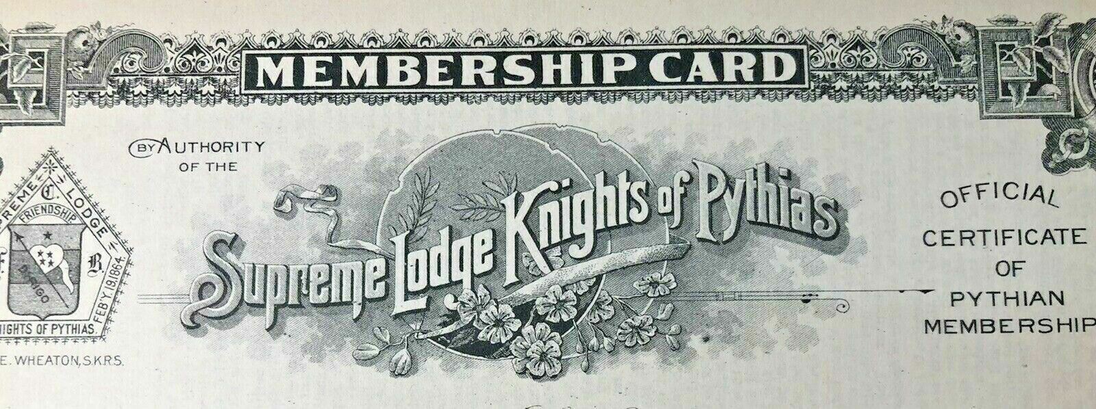 Supreme Lodge Knights of Pythias Ca. 1920 Membership Card BLANK UNUSED MINT Без бренда - фотография #2