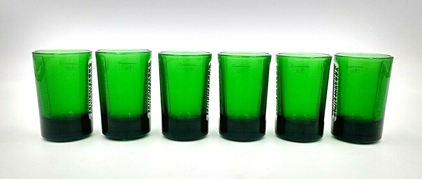 6 New Embossed Green Glass 1 Ounce Jagermeister Shot Glasses Jägermeister - фотография #9