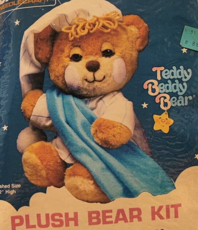 Vintage Titan Needlecraft Plush Bear Kit Teddy Beddy Bear 1986 12” Tall NIP 1407 TITAN NEEDLECRAFT