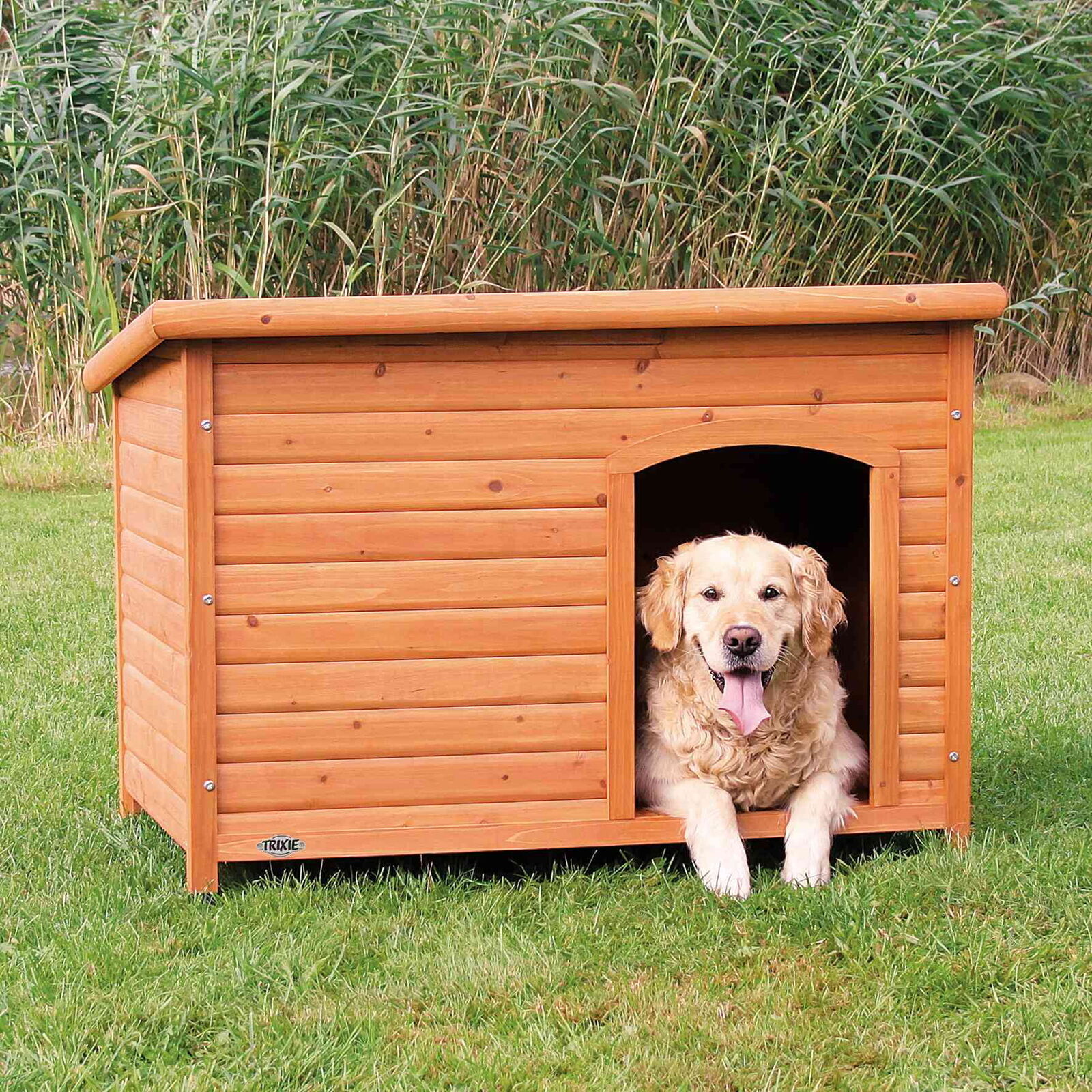 Classic Weatherproof Large Wooden Outdoor Dog House with Hinged Flat Roof Brown Unbranded - фотография #4