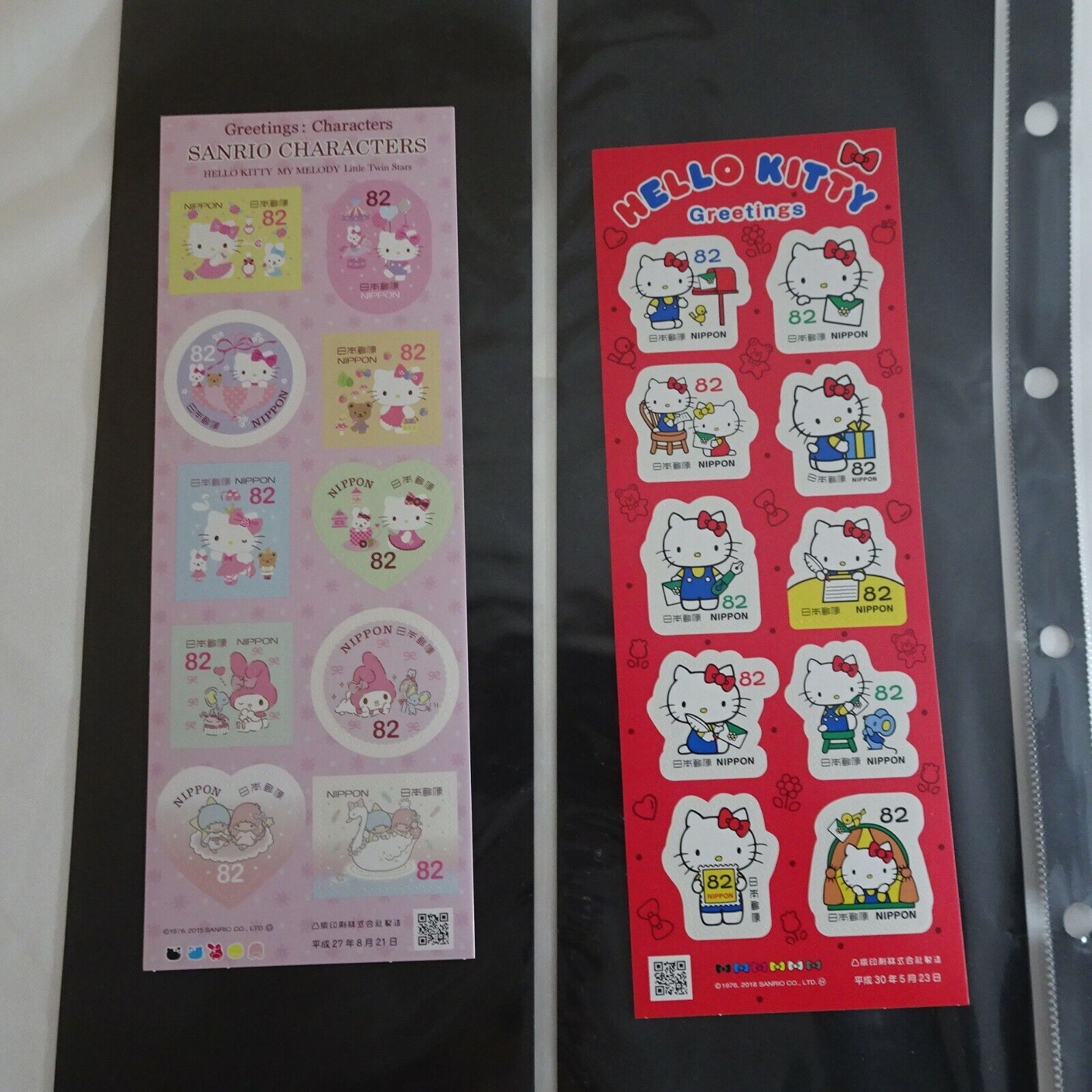 Hello KITTY KIKI LALA MY MELODY Sanrio Seal Stamp Full Sheet 82 JPY x10 Lot of 2 Без бренда