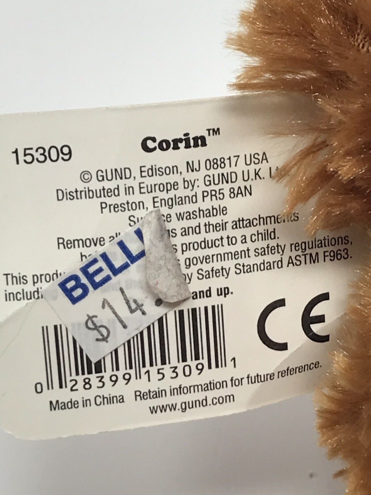 GUND Corin Plush Toy Bear - 13 Inch - NEED A HUG? - NEW WITH TAGS Gund - фотография #5